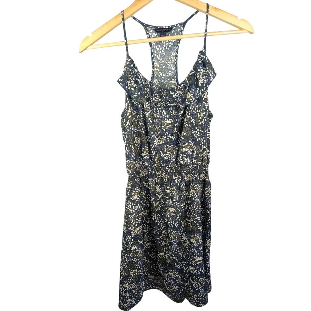Banana Republic Navy Ruffle-Trim Sundress with Cream Leaf Print